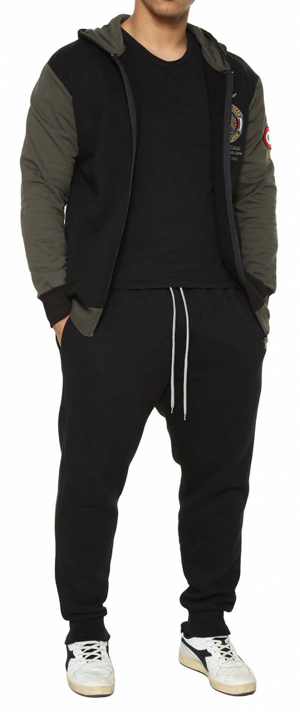 MAXFORT pantalone tuta felpato mimetico taglie forti uomo 20262 nero