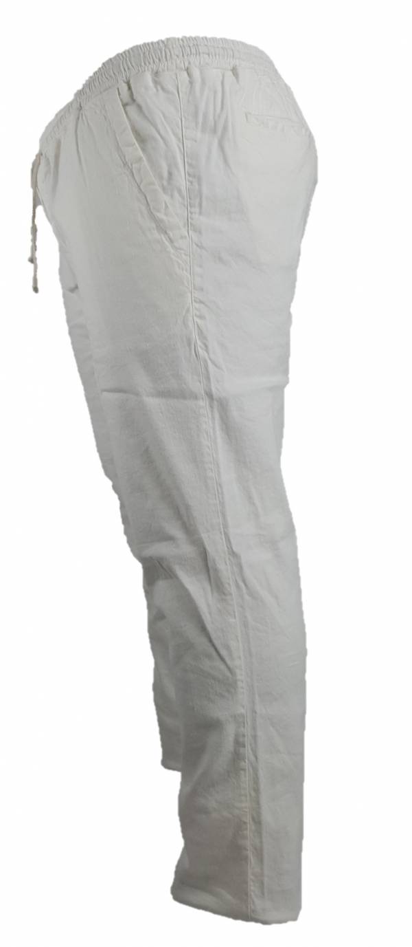 MAXFORT pantalone taglie forti uomo Lino bianco