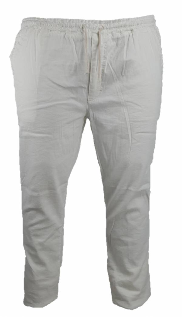 MAXFORT pantalone taglie forti uomo Lino bianco